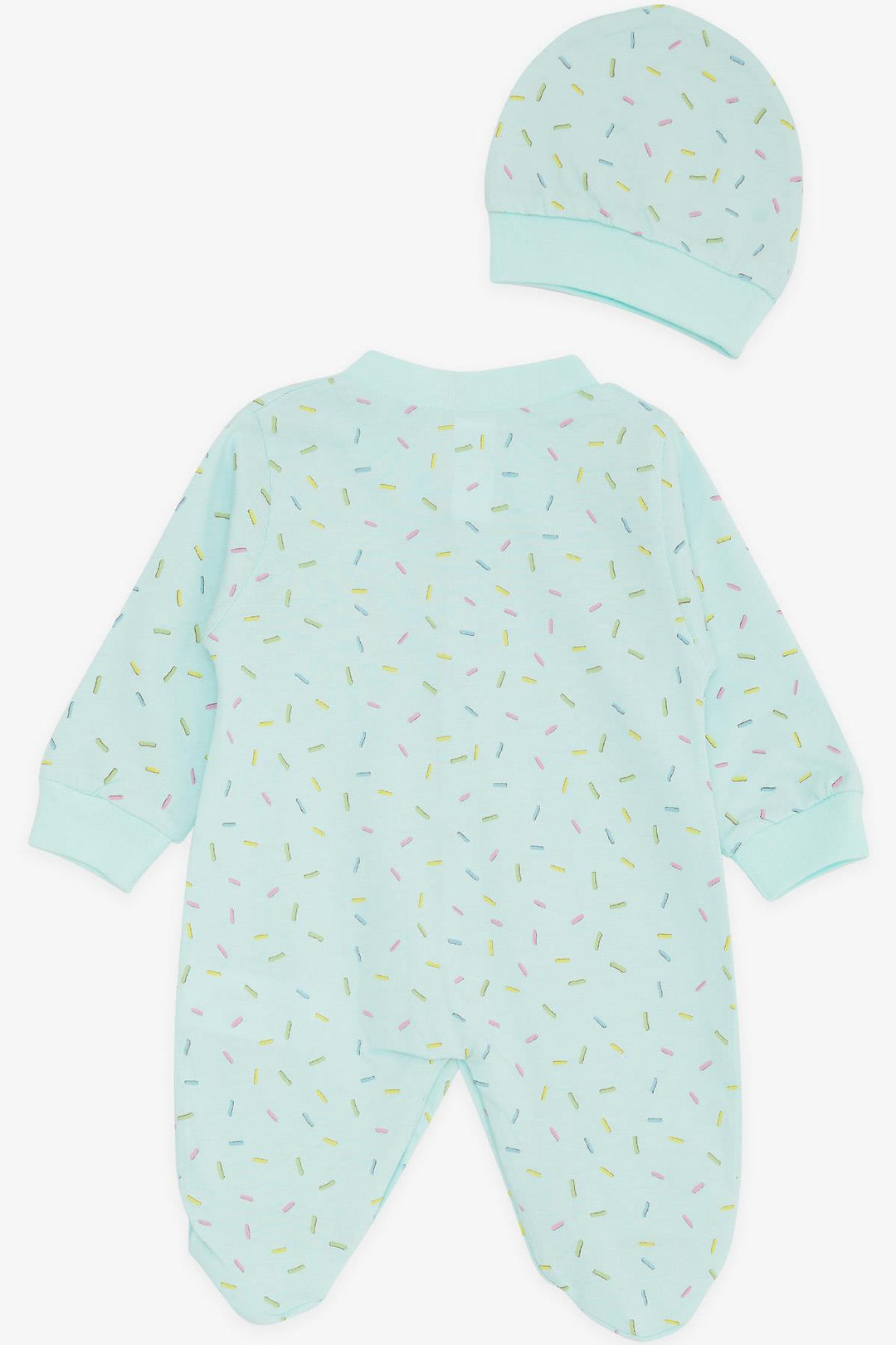 BRE Breeze Baby Girl Romper with Socks Colorful Patterned 0-3 Months-6 Months, Aqua Green - Pomona