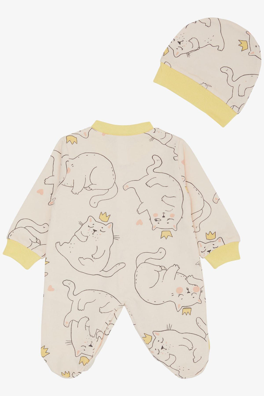 BRE Breeze Baby Girl Romper with Socks Cute Kitten Patterned 0-6 Months, Powder - Lisburn