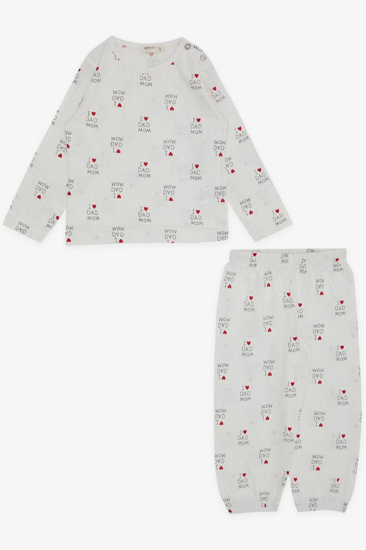 BRE Breeze Girl Baby Pajama Set Heart Patterned 9 Months-3 Years, Ecru - Fort Pierce