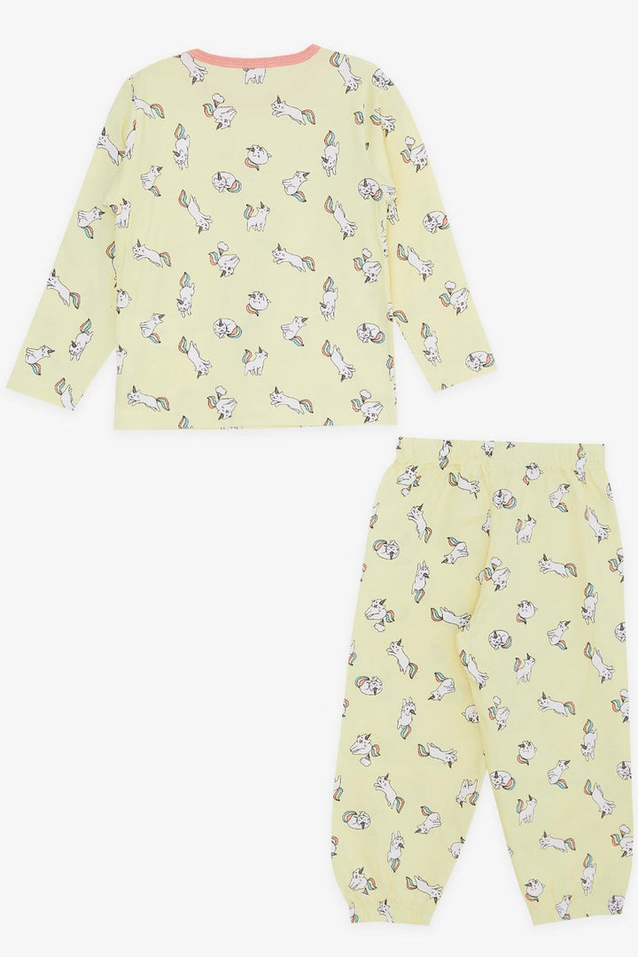 BRE Breeze Girl Baby Pyjama Set Catcorn Patterned 9 Months-3 Years, Yellow - Rivne