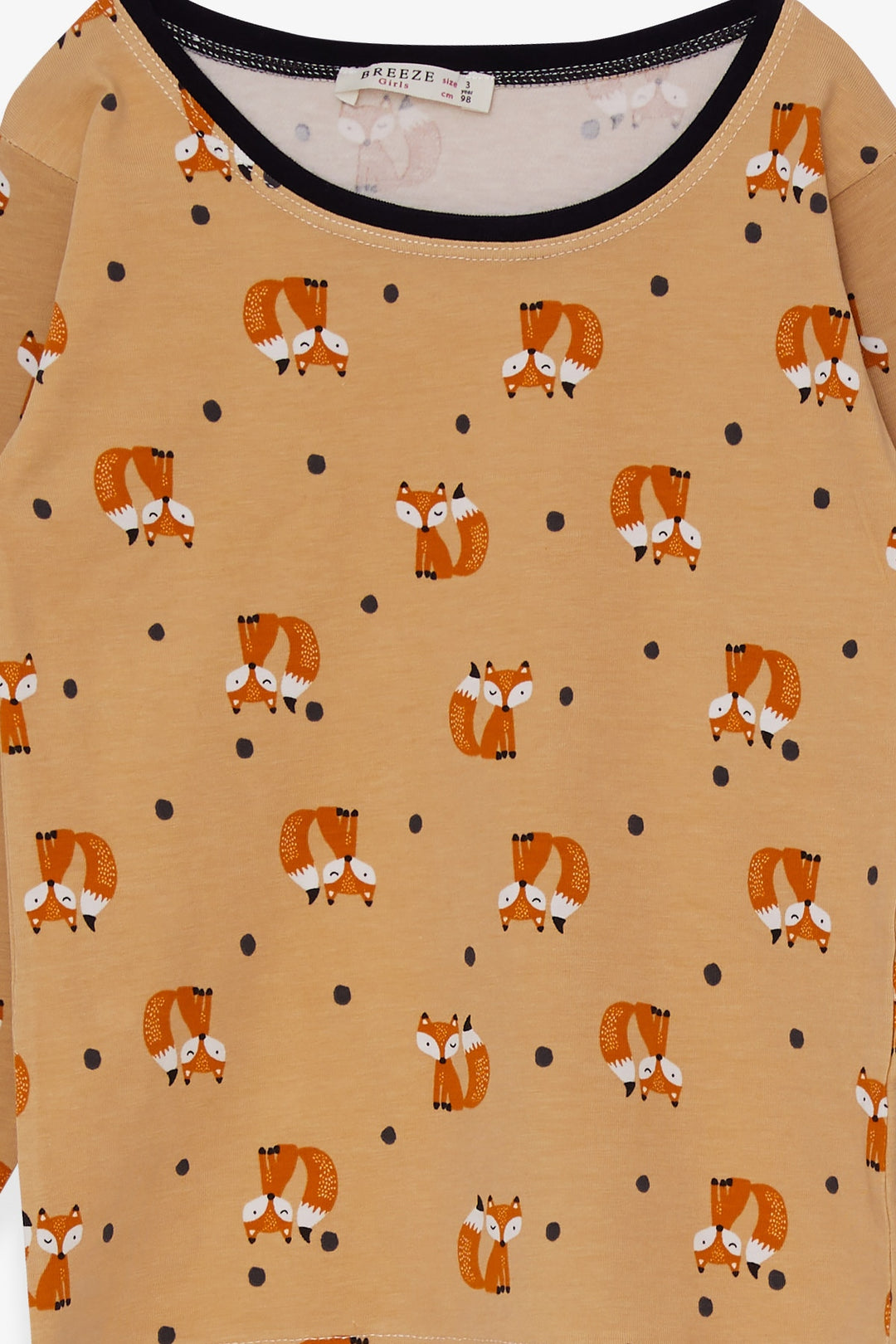 BRE Breeze Girl Baby Pajama Set with Fox Pattern 9 Months-3 Years, Light Brown - Bucharest