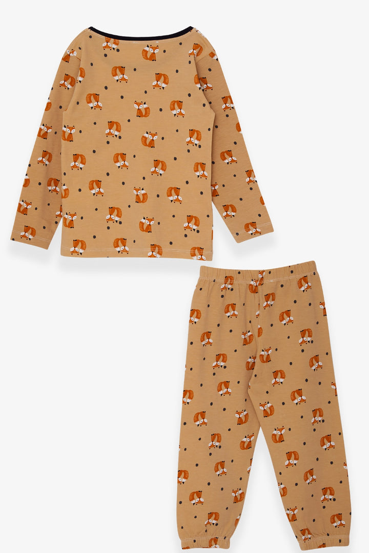 BRE Breeze Girl Baby Pajama Set with Fox Pattern 9 Months-3 Years, Light Brown - Bucharest