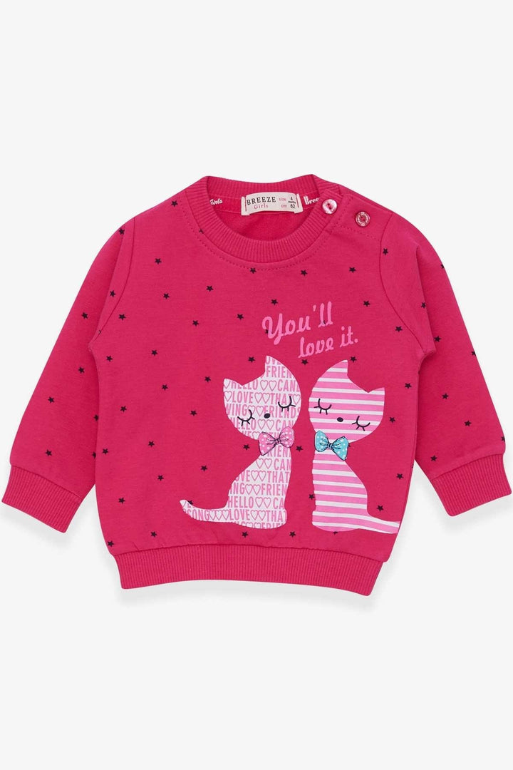 BRE Breeze Baby Girl Sweatshirt Happy Kittens 4 Months.5 Years, Fuchsia - Salaberry-de-Valleyfield