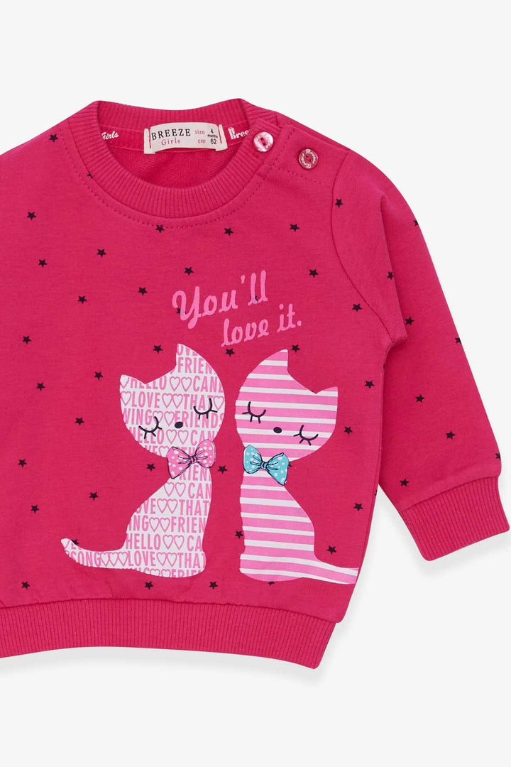 BRE Breeze Baby Girl Sweatshirt Happy Kittens 4 Months.5 Years, Fuchsia - Salaberry-de-Valleyfield