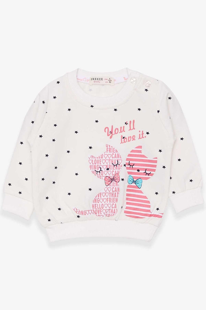 Bre Breeze Girl Baby Sweatshirt Happy Kittens 4 mois.5 ans, Ecru - Markham