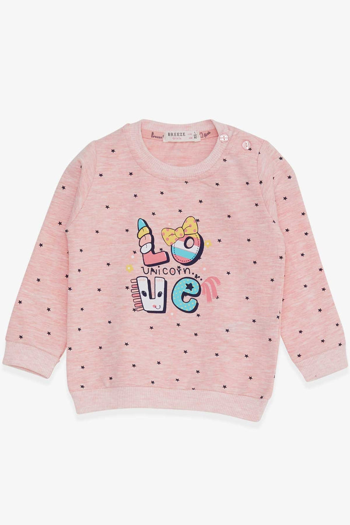 BRE Breeze Baby Girl Sweatshirt with Unicorn Print 4 Months.5 Years, Salmon Melange - Paracho de Verduzco