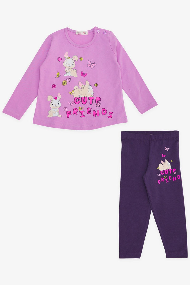 BRE Breeze Baby Girl Leggings Set with Rabbit Print 9 Months-3 Years, Lilac - Loreto