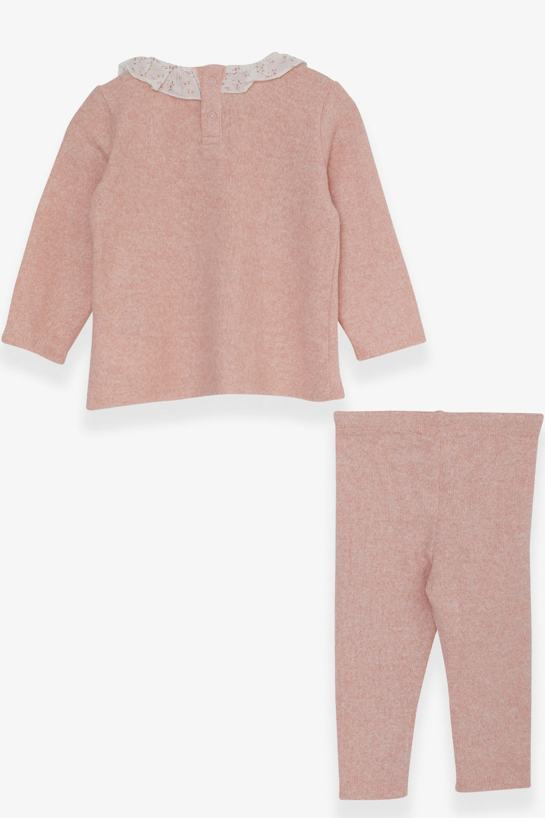 BRE Breeze Baby Girl Leggings Set with Frilly Collar Knitted Sweater 0 Month-2 Years, Salmon Melange - Blois