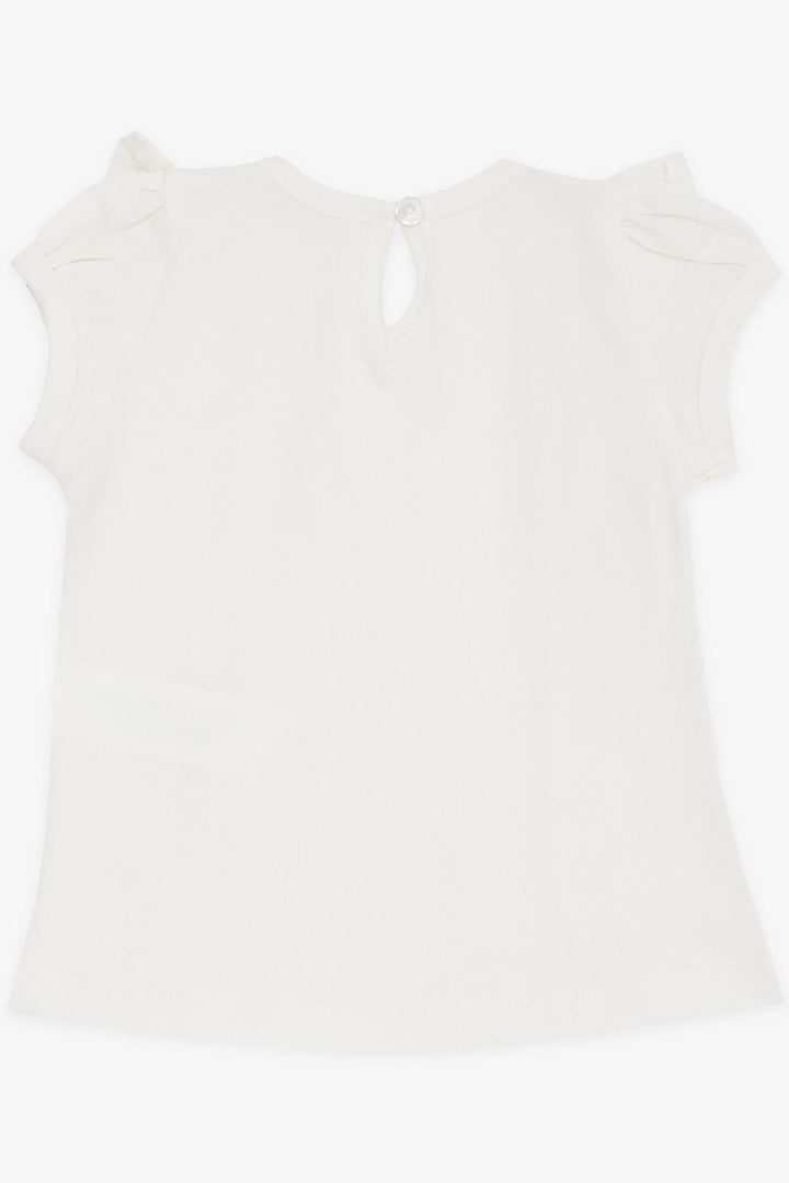 BRE Breeze Baby Girl T-Shirt with Ruffled Embroidery Lace, 6 Months-2 Years, Ecru - Newcastle