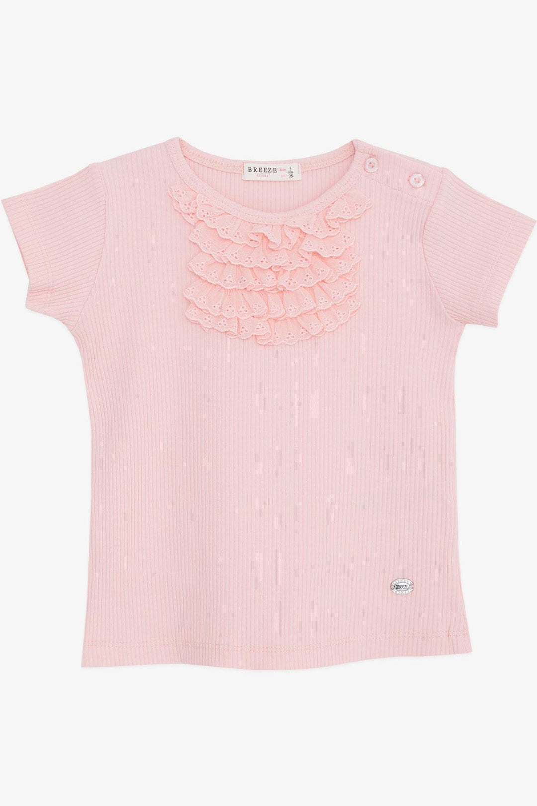 BRE Breeze Girl Baby T-shirt with Lace Embroidered Emblem 9 Months-3 Years, Salmon - Cáceres