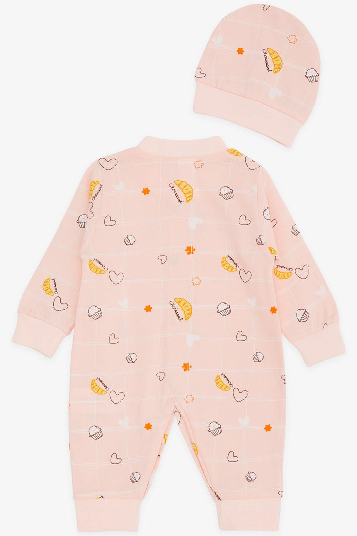 BRE Breeze Baby Girl Romper Food Themed Star Patterned 0-3 Months-6 Months, Powder - Monaco