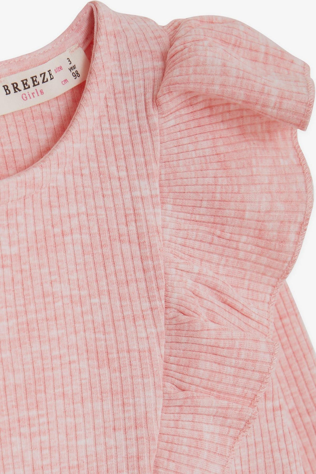 BRE Breeze Baby Girl Long Sleeve Dress with Frilled Tulle Shoulder 9 Months-3 Years, Salmon Melange - Camarillo