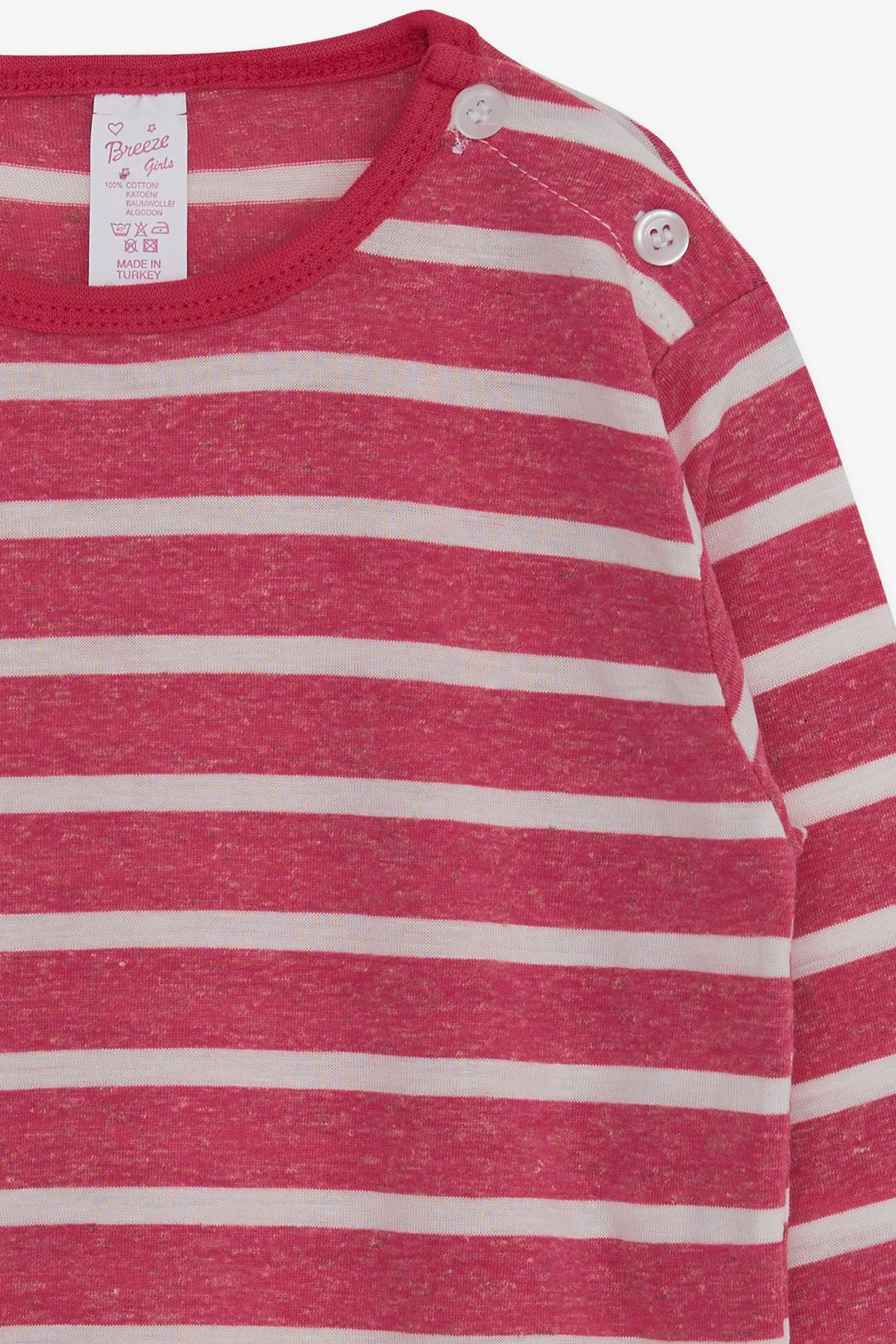 BRE Breeze Baby Girl Long Sleeve T-Shirt Striped Text Printed 9 Months-3 Years, Fuchsia - Seattle