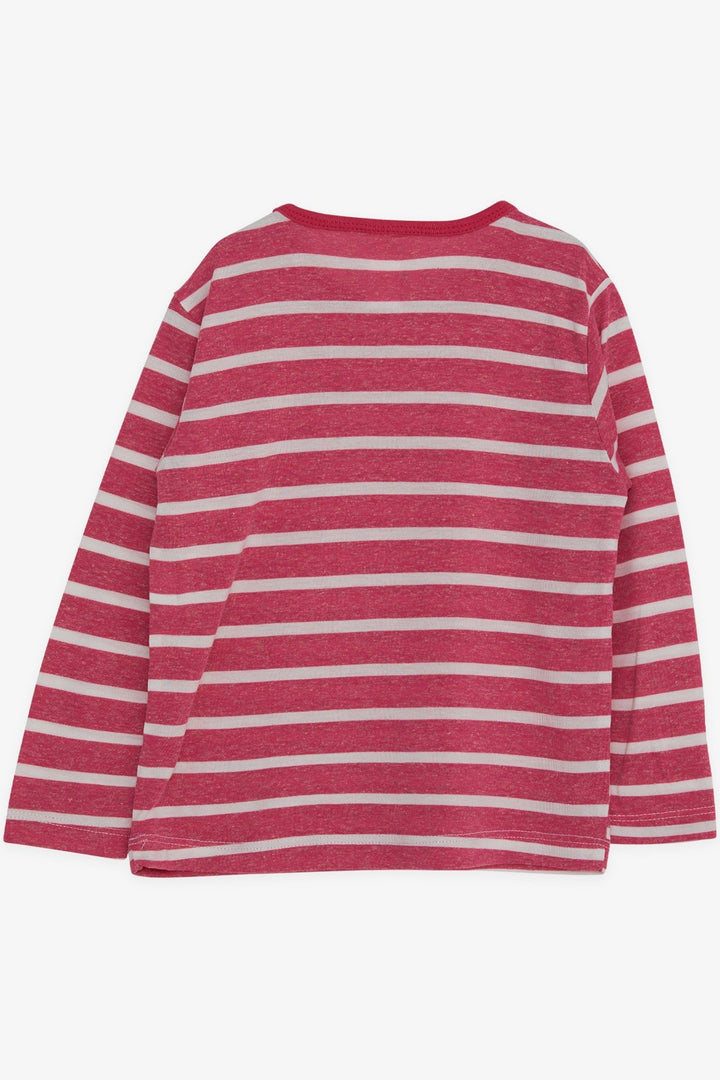 BRE Breeze Baby Girl Long Sleeve T-Shirt Striped Text Printed 9 Months-3 Years, Fuchsia - Seattle