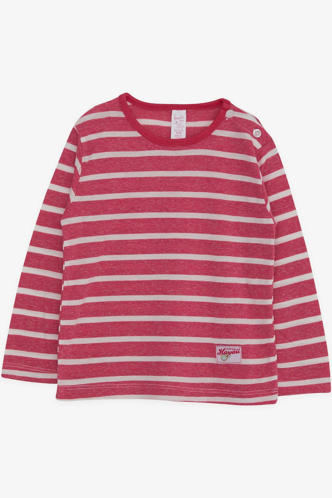 BRE Breeze Baby Girl Long Sleeve T-Shirt Striped Text Printed 9 Months-3 Years, Fuchsia - Seattle