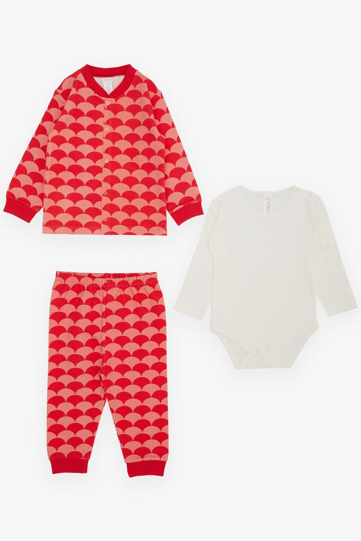 BRE Breeze Baby Girl Bodysuit 3-Piece Set Patterned 4 Months Year, Red - North Hempstead