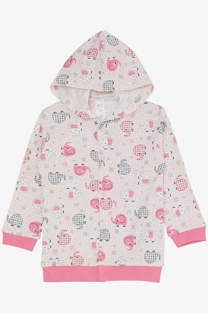 BRE Breeze Baby Girl Bodysuit 3-Piece Set with Polka Dot Cute Elephant Patterned Hoodie, 4 Months Year, Beige - Scottsdale