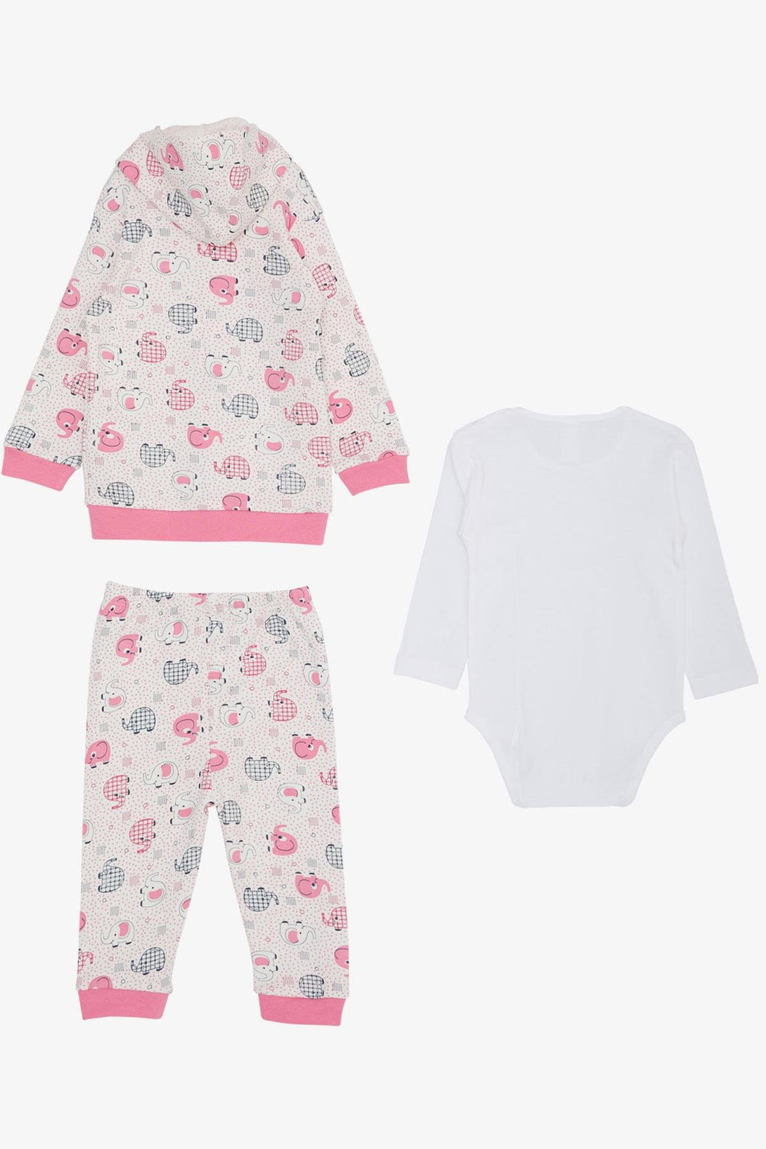 BRE Breeze Baby Girl Bodysuit 3-Piece Set Cute Baby Elephant Patterned 4 Months Year, Ecru - Santurce-Antiguo