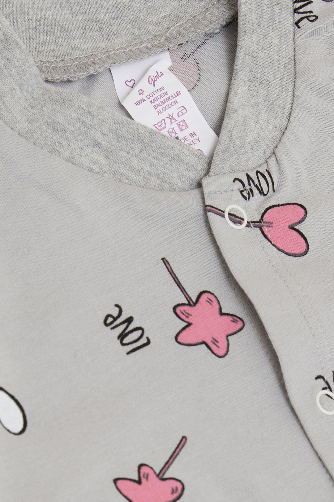 BRE Breeze Baby Girl Bodysuit 3-Piece Set Love Themed Star Patterned 4 Months Year, Gray - Waterlooville