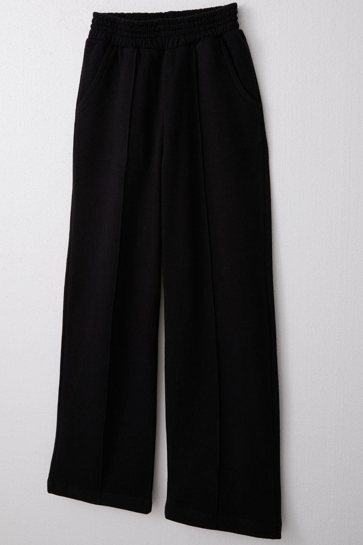 BRE Breeze Girl's Child Wide Leg Elastic Waistband Bottom Pocketed Pants 84 Years, Black - La Vergne