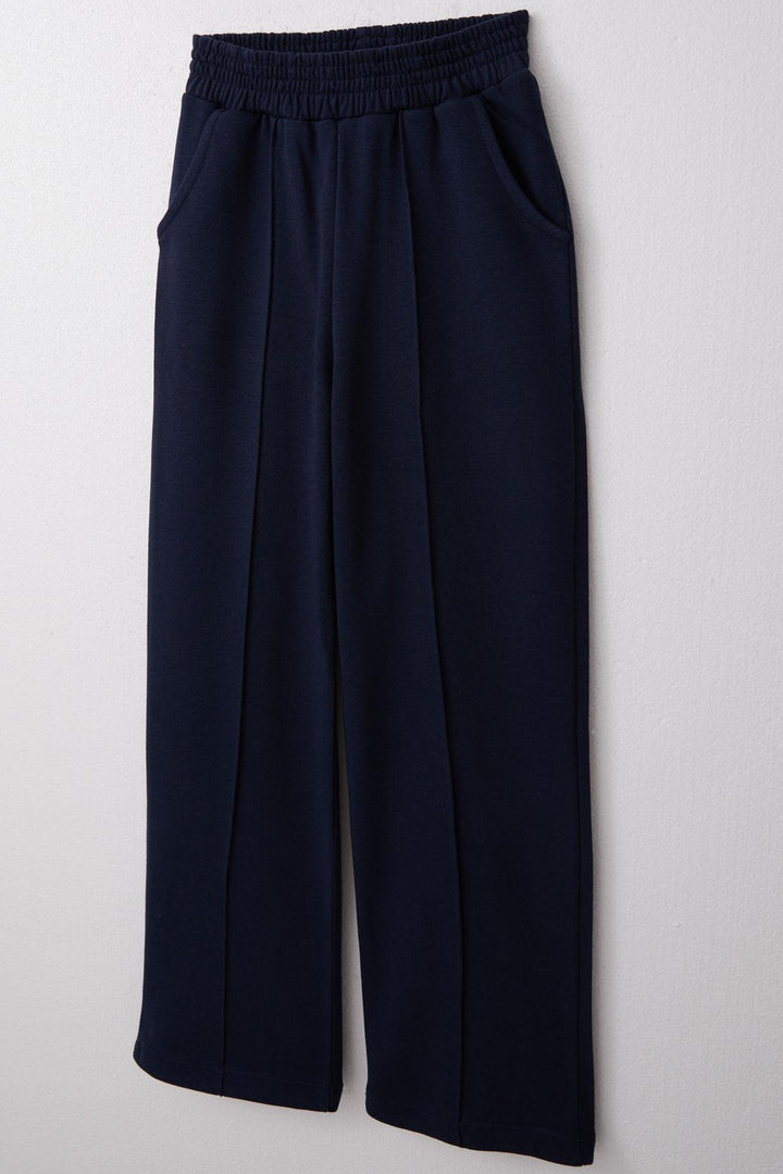 BRE Breeze Girl's Child Wide Leg Pants with Elastic Waistband and Bottom Pockets, Navy Blue, 84 Years - Marino