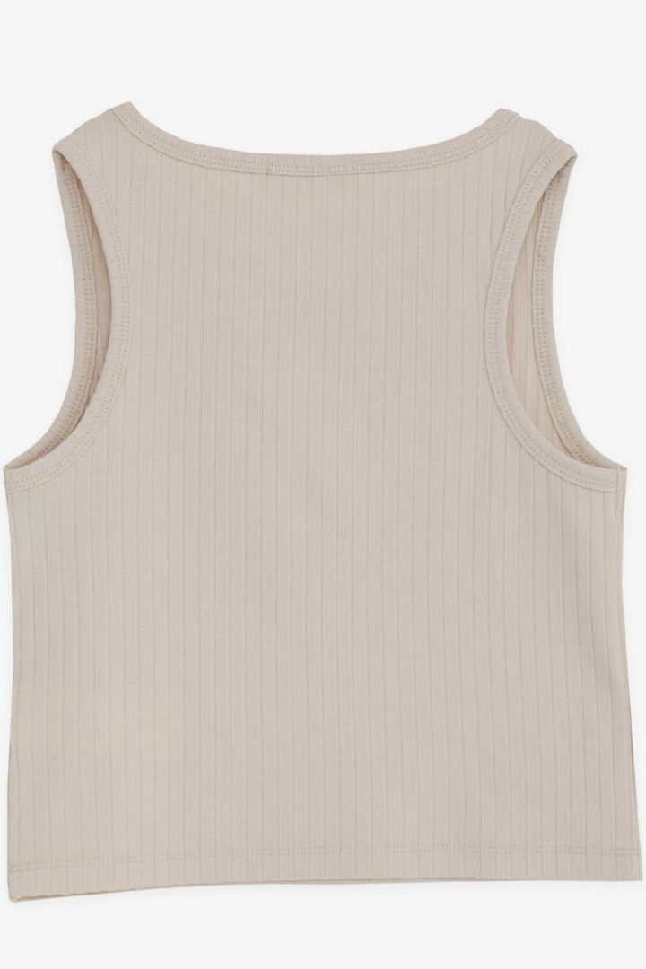 BRE Breeze Girl's Sleeveless T-Shirt with Stone Embellishments, 94 Years, Beige - Dundalk