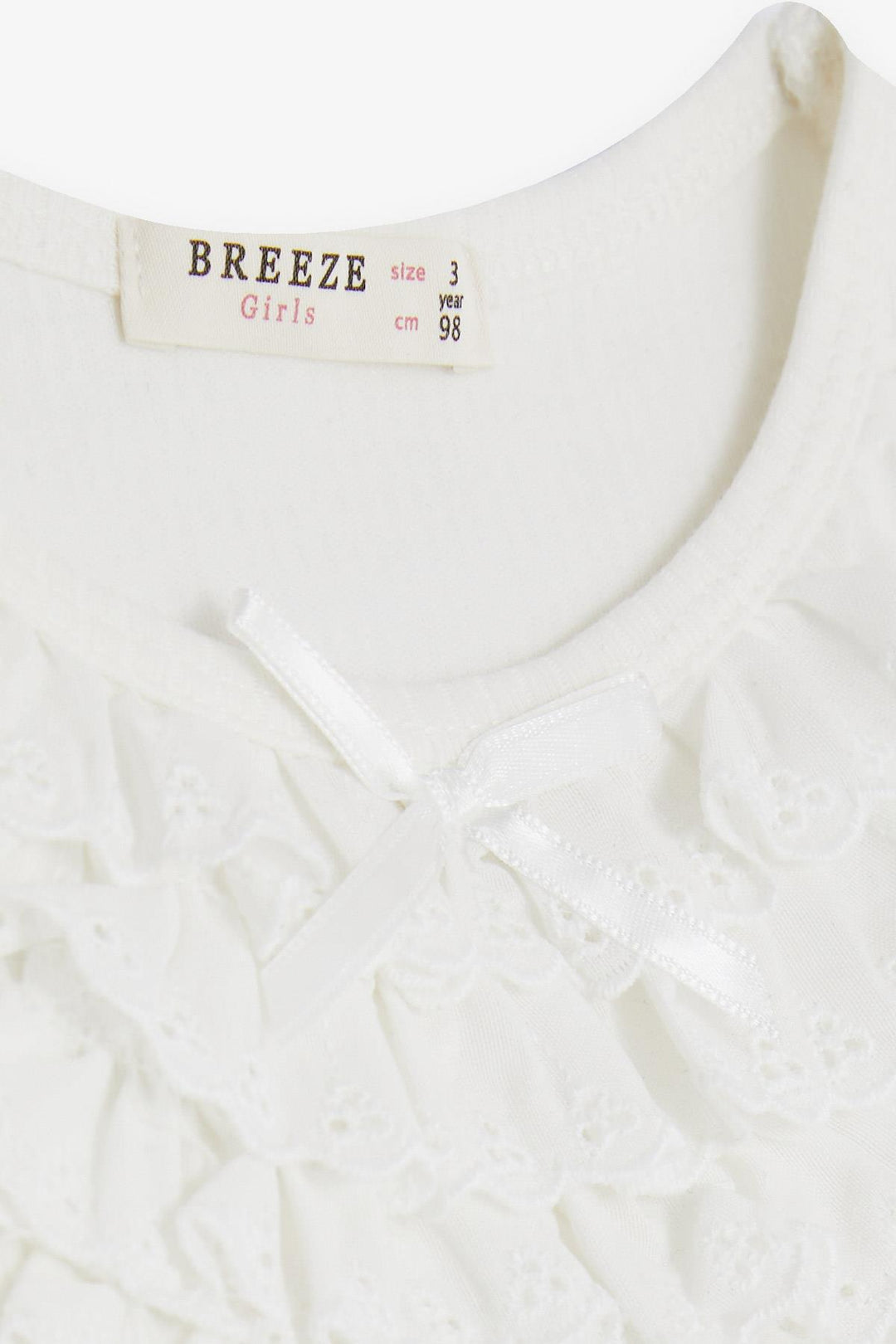 BRE Breeze Girl's Blouse with Lace and Bow, 3-8 Years, Beige - Irún