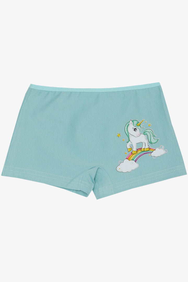 BRE Breeze Girl's Boxer Cute Unicorn & Rainbow Printed 51 Years, Aqua Green - Ashton