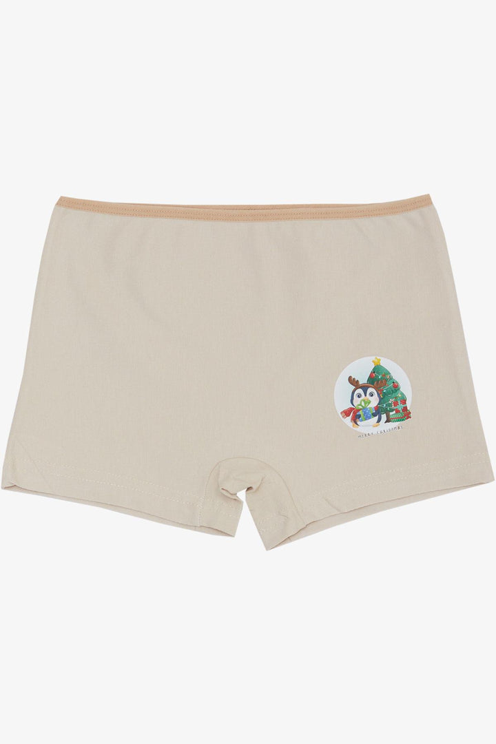 BRE Breeze Girl's Boxer Christmas Themed Penguin Printed 51 Years, Beige - Derby