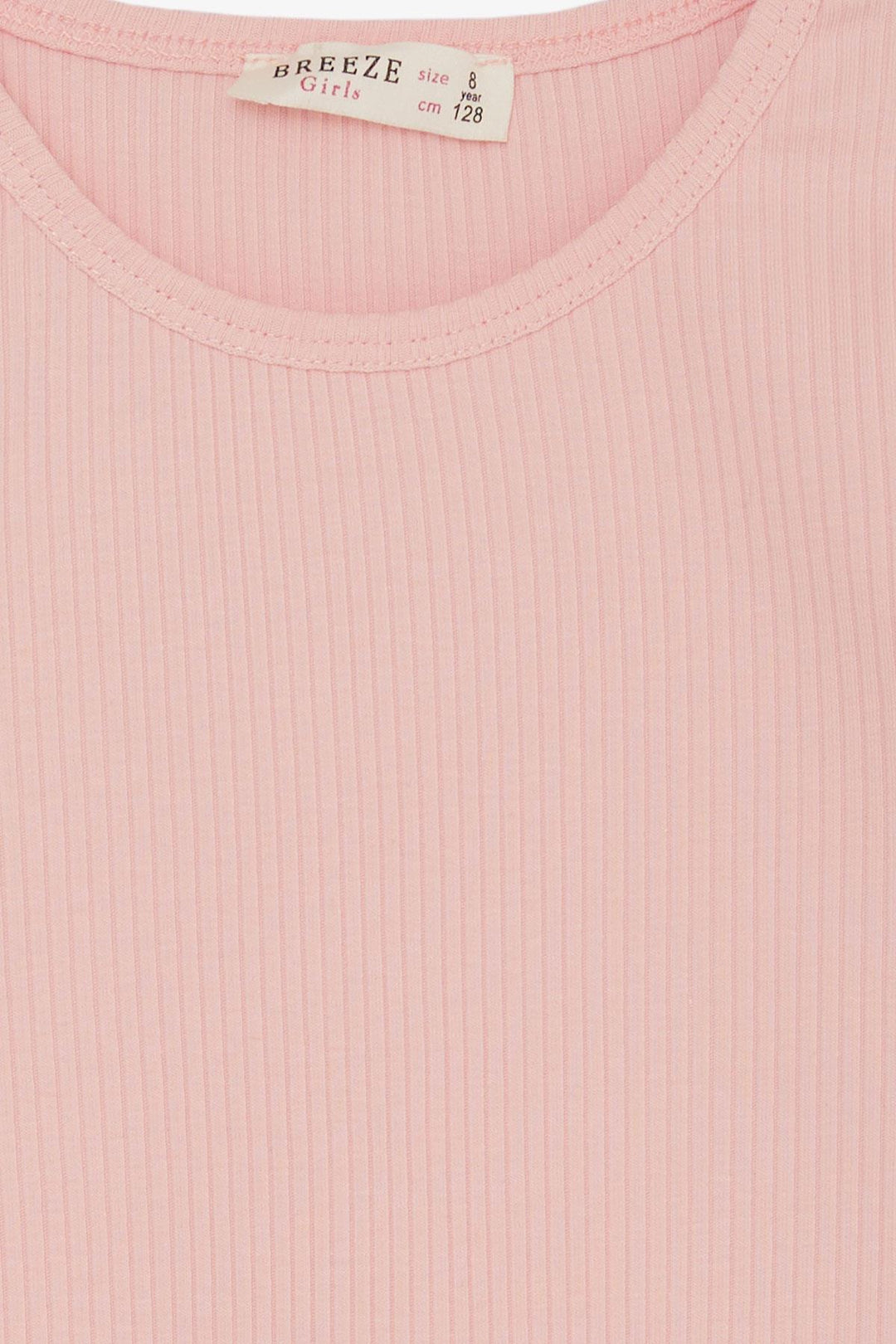 BRE Breeze Girl Child Crop T-Shirt with Belly Neckline Detail, 84 Years, Pink - Euclid