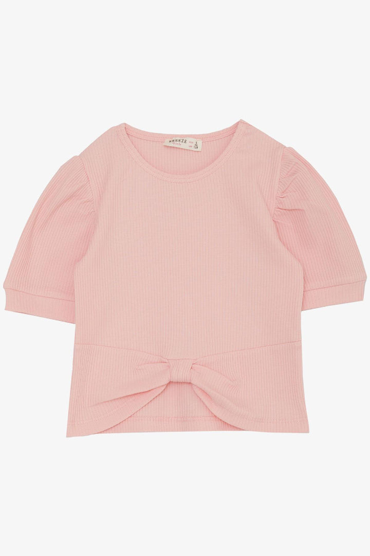 BRE Breeze Girl Child Crop T-Shirt with Belly Neckline Detail, 84 Years, Pink - Euclid