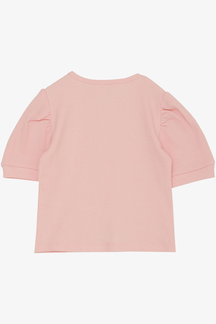 BRE Breeze Girl Child Crop T-Shirt with Belly Neckline Detail, 84 Years, Pink - Euclid