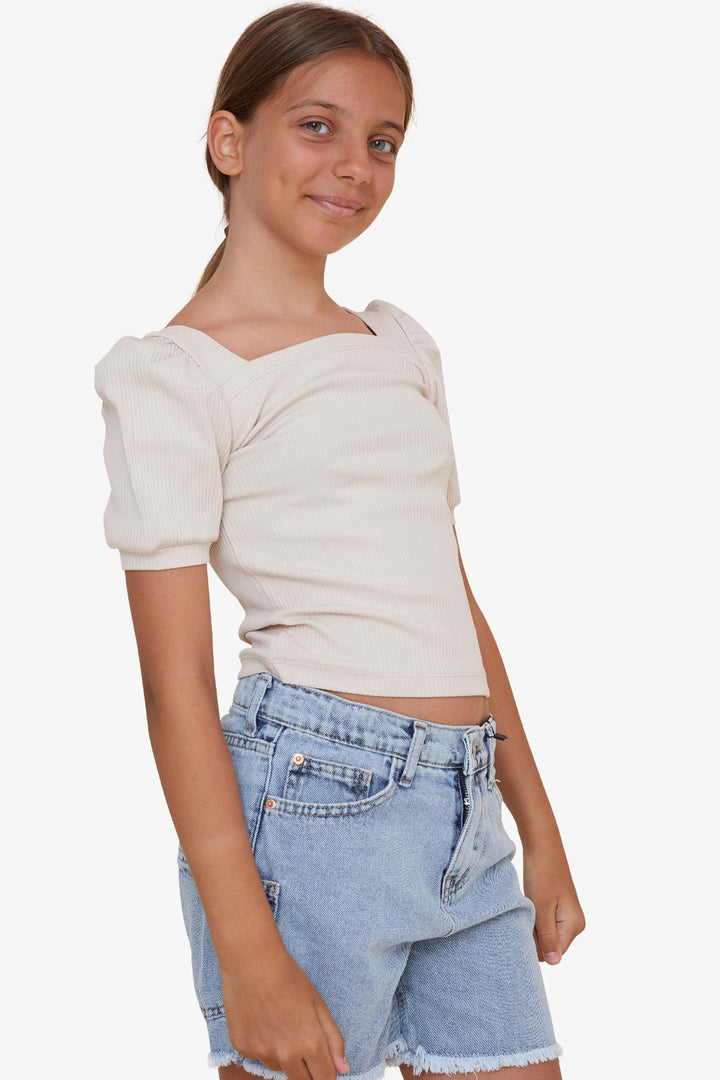 Bre Breeze Girl Child Crop футболка квадратная шея 84 года, бежевая - Орша