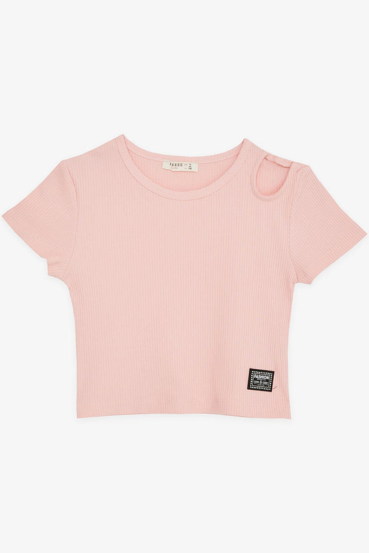 Bree Exe Girl Child Crop Top с открытым плечом, деталь, ребристые 94 года, лосось - Schwabach