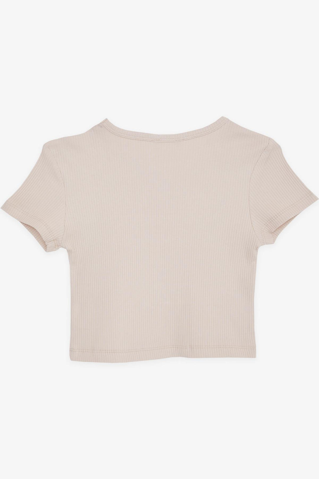 Bre Breeze Girl Child Crop Top с открытым плечом, деталь, ребристые 94 года, бежевый - Snizhne