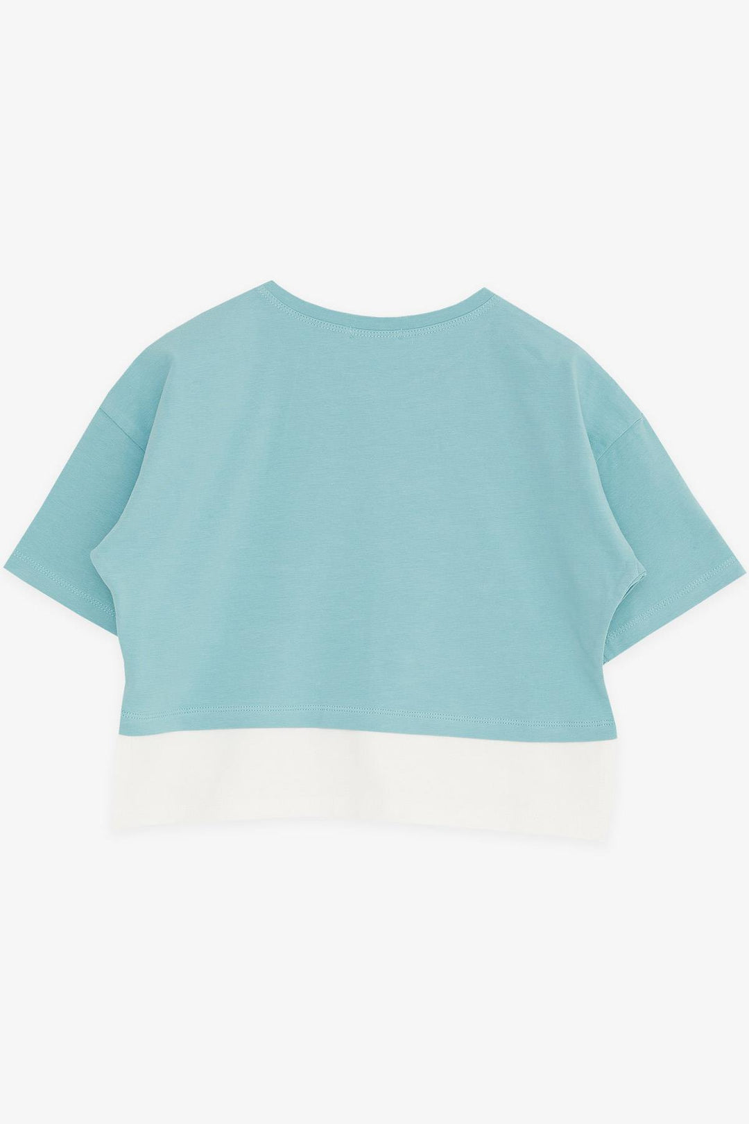 BRE Breeze Girl Child Crop T-Shirt with Printed Text and Side Slits, 94 Years, Mint Green - Enfield