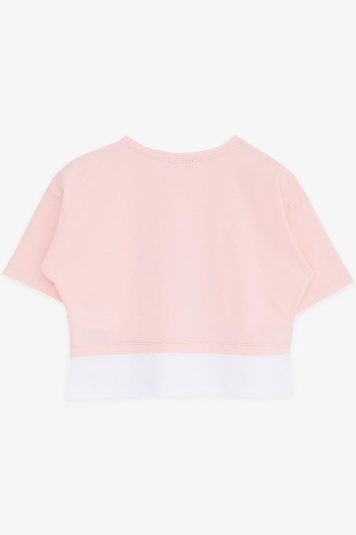 BRE Breeze Girl Child Crop T-Shirt with Printed Text and Side Slits, 94 Years, Pink - San Juan Capistrano