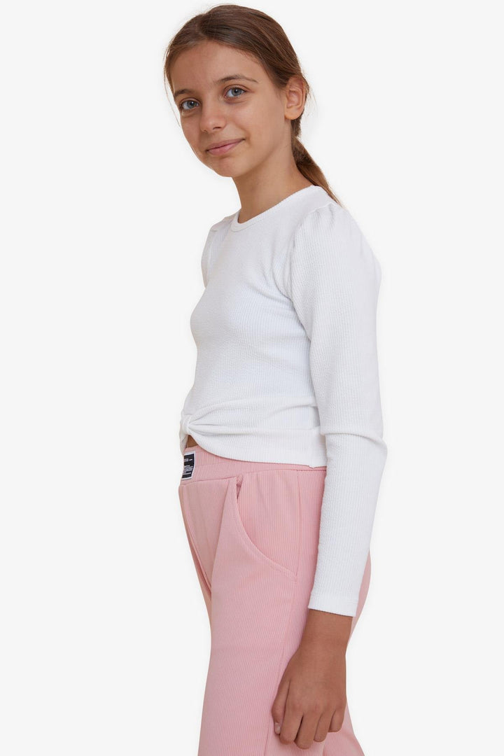 Bre Breeze Girl Child Crop Fot Fut с луком 84 года, Ecru - Weymouth