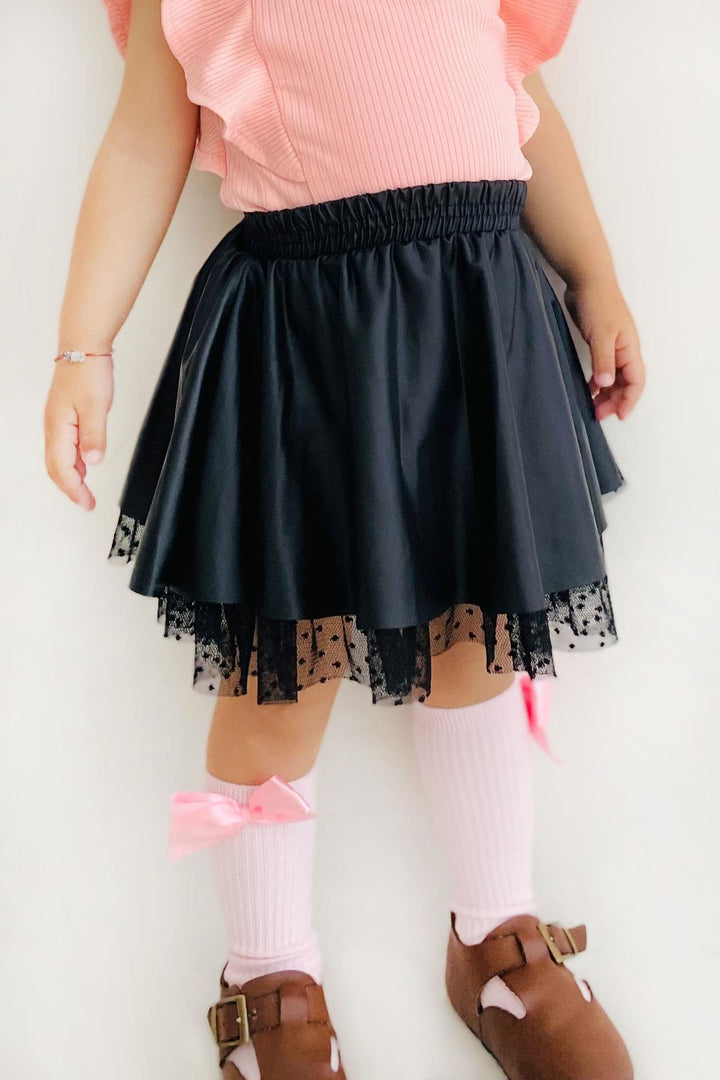 BRE Breeze Girl Child Leather Skirt Tulle 3-7 Years, Black - Marcq-en-Baroeul