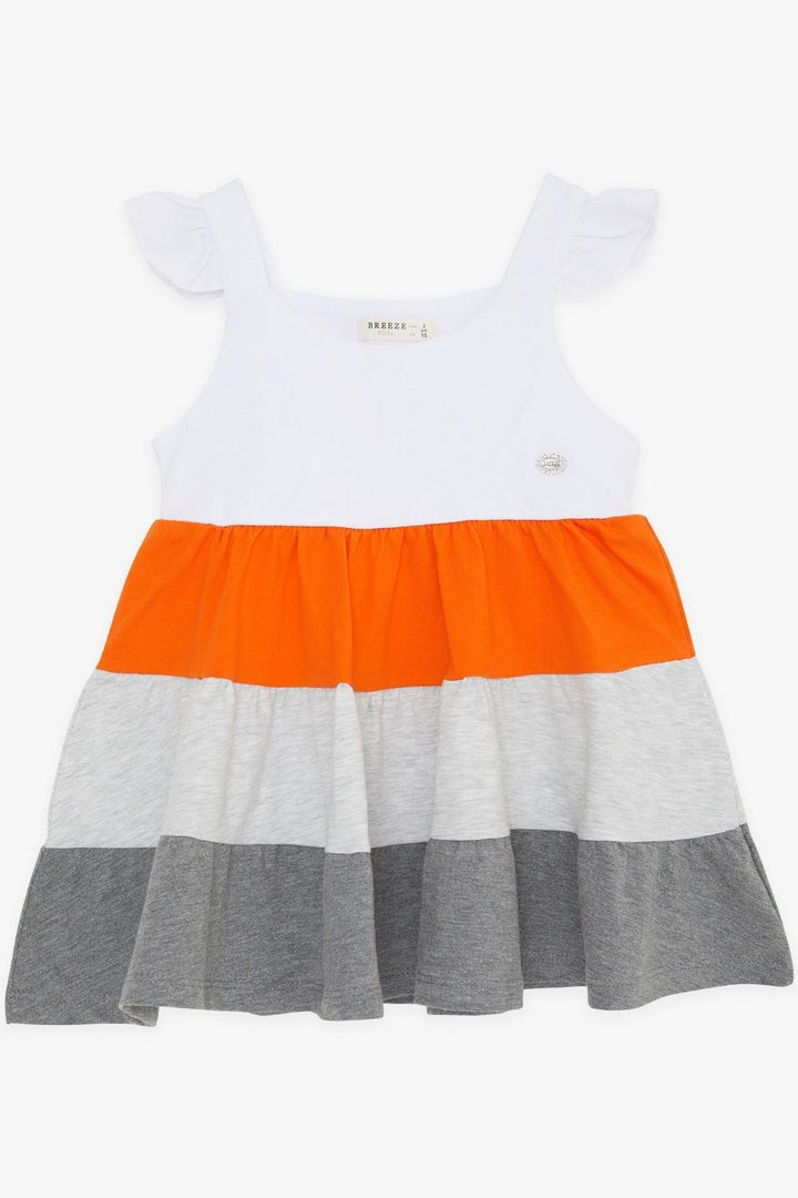 BRE Breeze Girl's Dress with Straps Block Patterned 2-6 Years, White - Alcalá de Henares