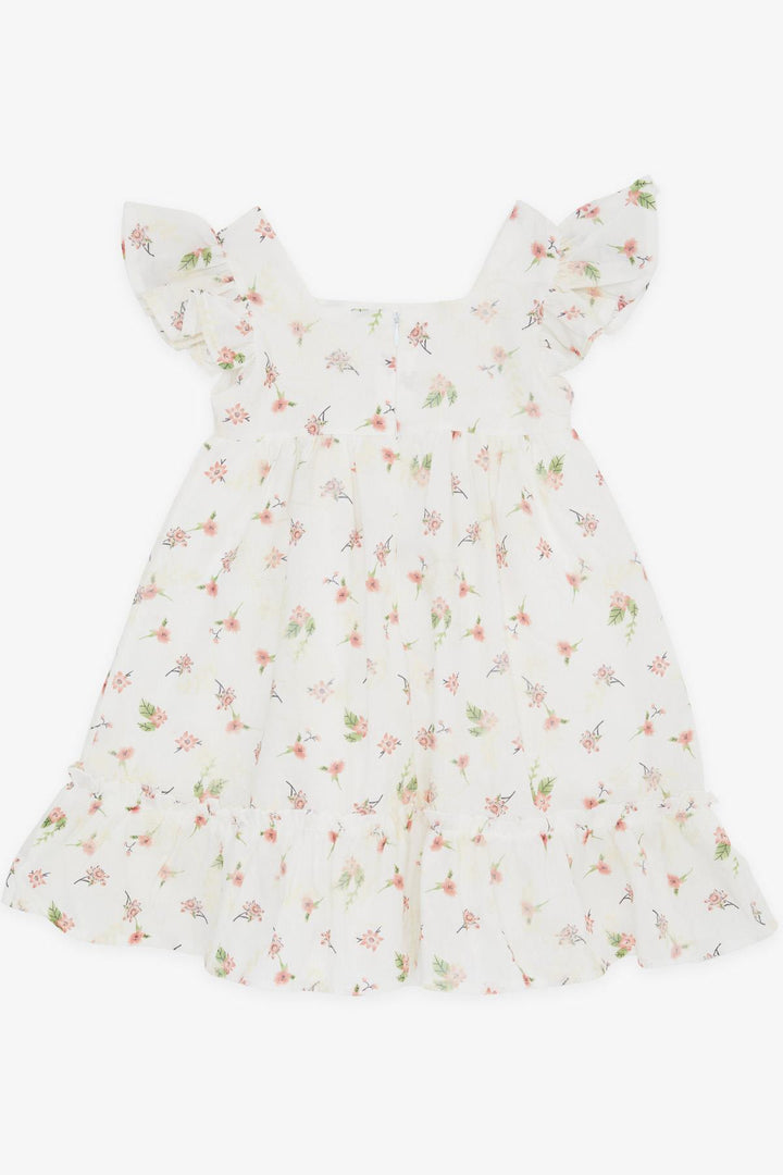 BRE Breeze Girl Dress Floral Ruffled Embroidered 2-6 Years, Ecru - London