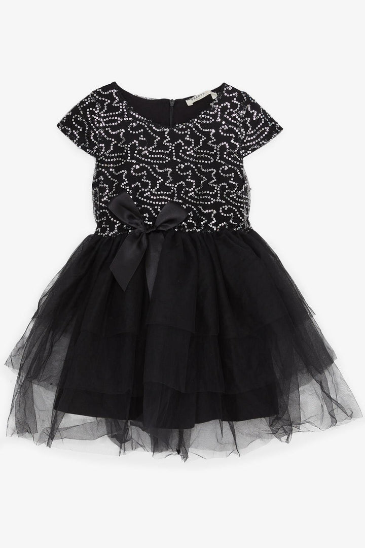 BRE Breeze Girl's Dress with Bow Sequined Tulle 50 Years, Black - Henrietta