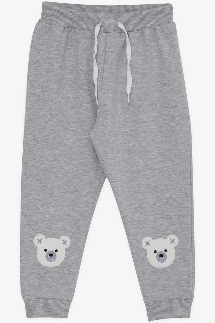 BRE Breeze Girl Child Sweatpants Cute Bear Embroidered 1-4 Years, Light Grey Melange - Hamilton