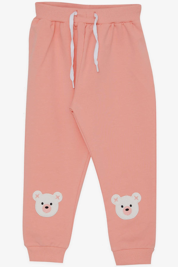 BRE Breeze Girl Child Sweatpants Cute Bear Embroidered 1-4 Years, Salmon - Copperas Cove