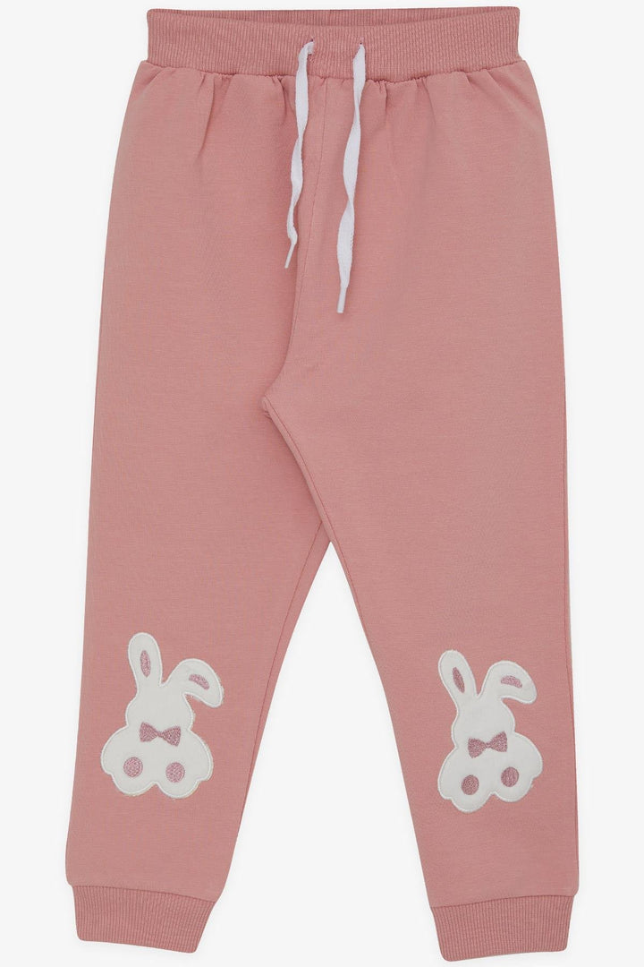 BRE Breeze Girl Child Sweatpants with Bunny Embroidery, 1-4 Years, Rose Pink - Birkenhead