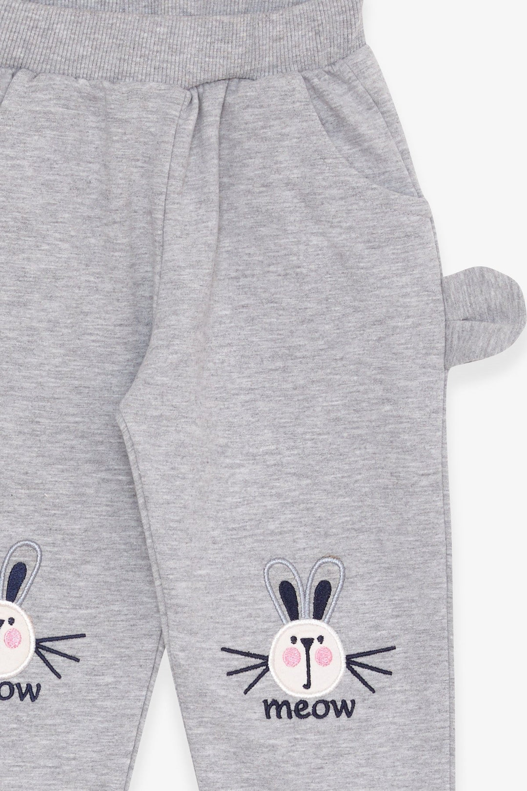 BRE Breeze Girl Child Sweatpants Bunny Embroidered 1-4 Years, Light Grey Melange - Pénjamo