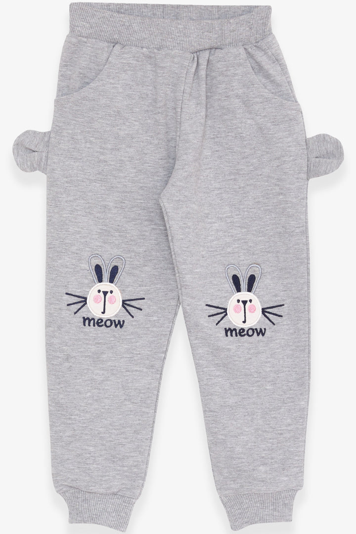 BRE Breeze Girl Child Sweatpants Bunny Embroidered 1-4 Years, Light Grey Melange - Pénjamo