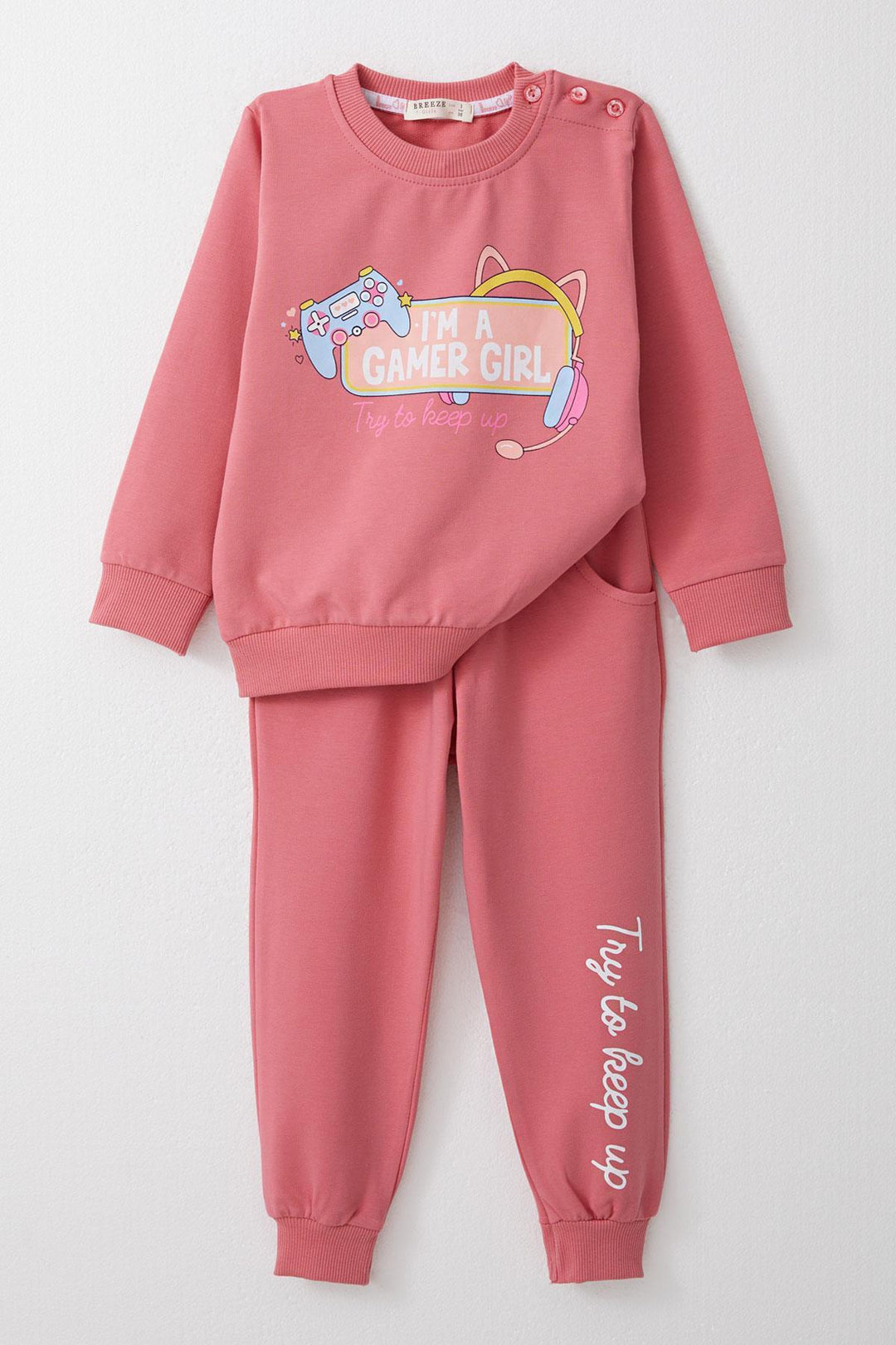 بدلة رياضية BRE Breeze Girl Baby Girl مطبوعة من 1.5 إلى 5 سنوات، وردي - Battipaglia