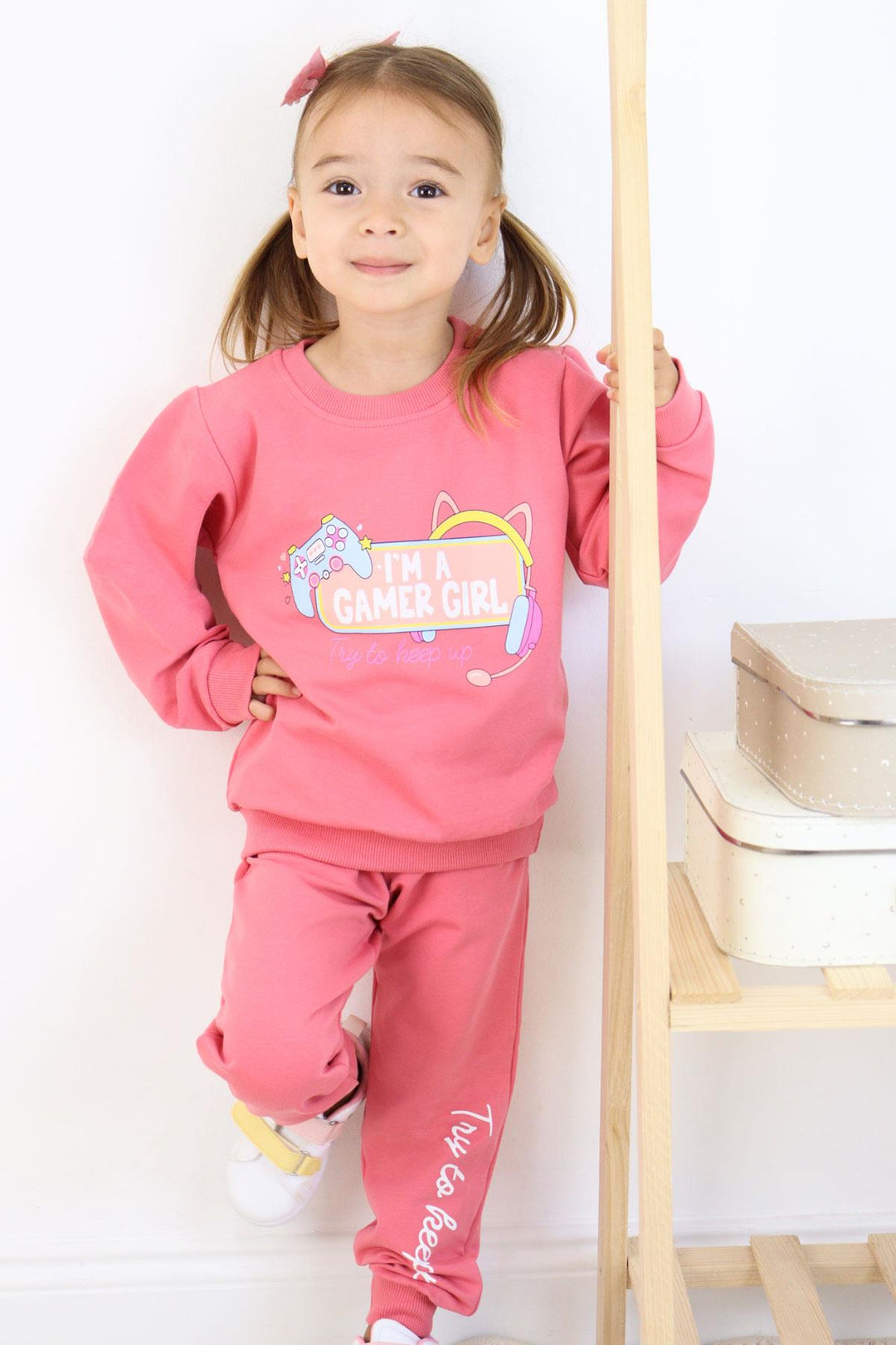 بدلة رياضية BRE Breeze Girl Baby Girl مطبوعة من 1.5 إلى 5 سنوات، وردي - Battipaglia