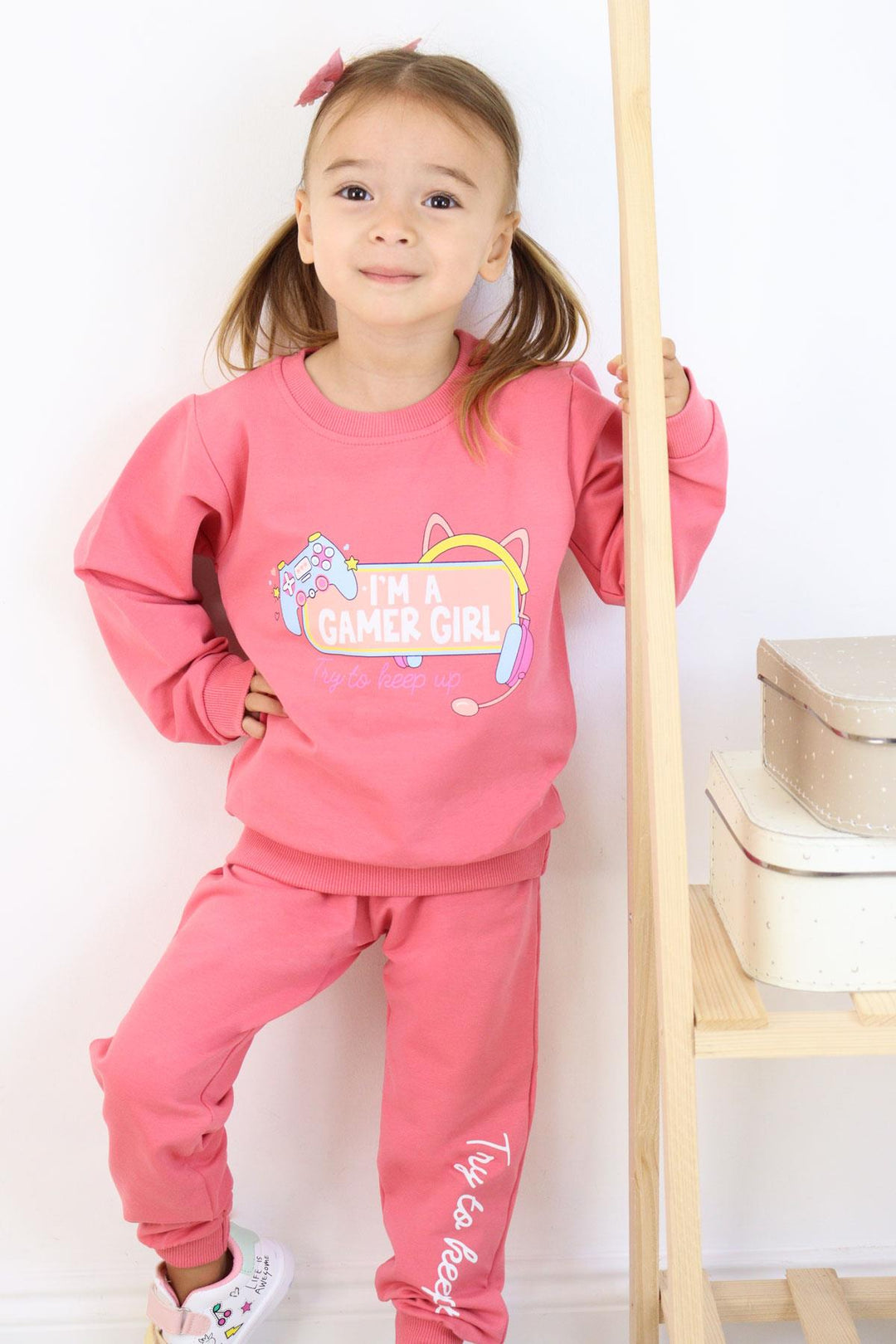 بدلة رياضية BRE Breeze Girl Baby Girl مطبوعة من 1.5 إلى 5 سنوات، وردي - Battipaglia